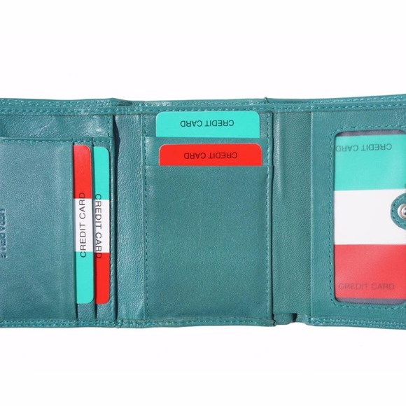 HAND MADE 🇮🇹ITALIAN 🇮🇹LEATHER WALLET TURQUOISE - Picture 2 of 7